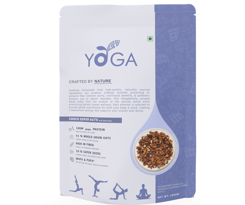 Soy-free high-protein choco-oats  pack for a healthy breakfast